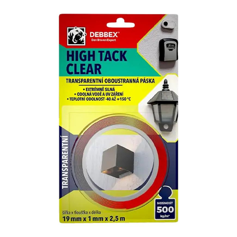 Oboustranná páska High Tack clear 19mm x 2.5m