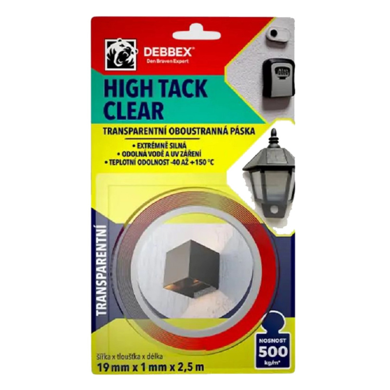 Oboustranná páska High Tack clear 19mm x 2.5m