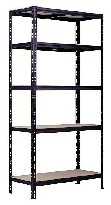 Kovový regál Regalux / 40 x 90 x 180 cm / nosnost 175 kg/police / 5 pater / dřevo / černá Varianta: ivi1