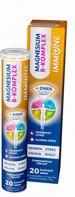 GLENMARK Magnesium B-komplex IMMUNE pomeranč 20 šumivých tablet