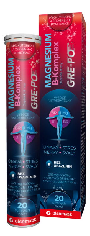 GLENMARK Magnesium B-komplex GRE-PO 20 šumivých tablet