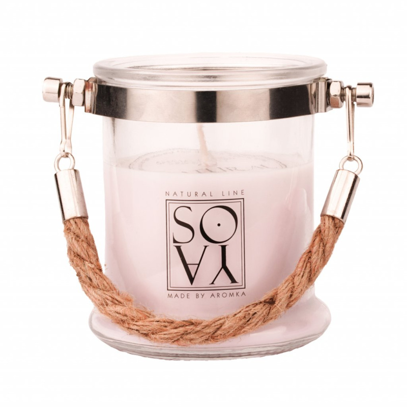 Přírodní vonná svíčka sójová - AROMKA - Svíčka s provazem, 300 ml Vůně: Lady