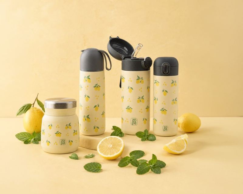 ZOPA Termoska na tekutiny se silikonovým držákem 400ml - Limoncello
