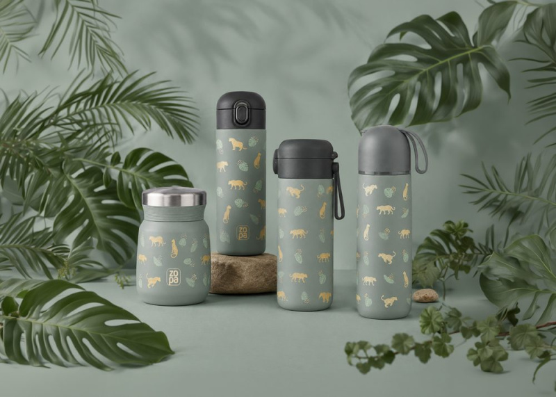 ZOPA Termoska na tekutiny se silikonovým držákem 400ml - Wild Gepard