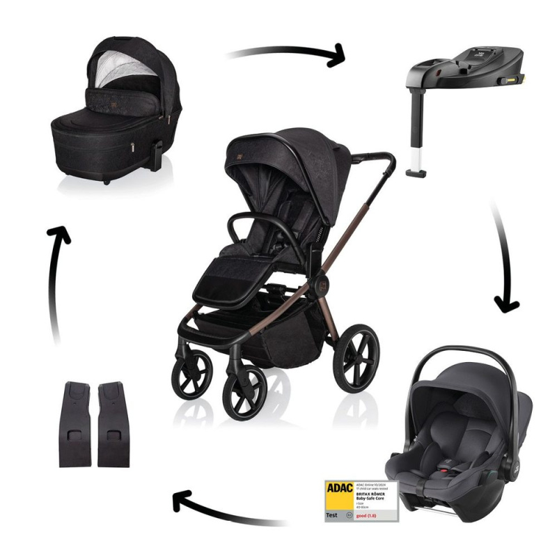 ZOPA Kočárek Move Cross 5X + autosedačka Baby-Safe Core + Baby-Safe Core Base - Quartz Black