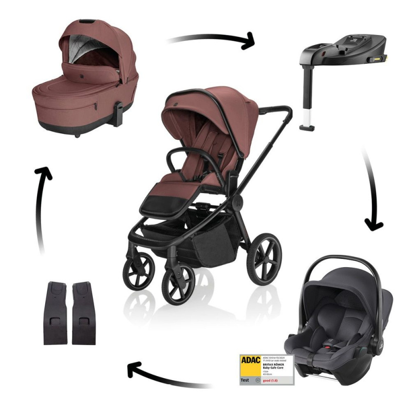 ZOPA Kočárek Move Cross 5X + autosedačka Baby-Safe Core + Baby-Safe Core Base - Amber Brown