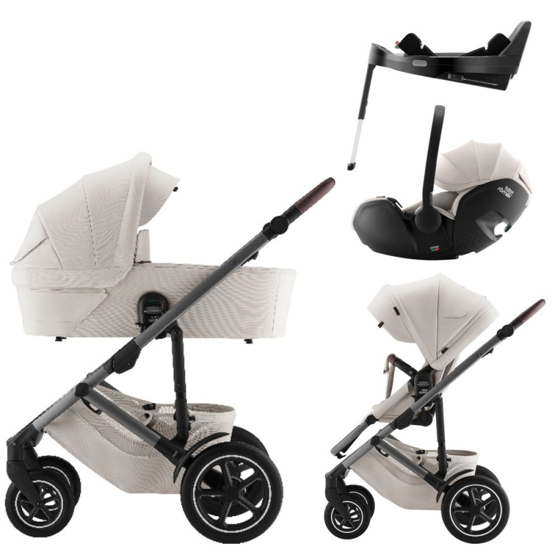 BRITAX Set kočárek Smile 5Z + hluboká korba + autosedačka Baby-Safe PRO + Vario Base 5Z Lux - Soft Taupe