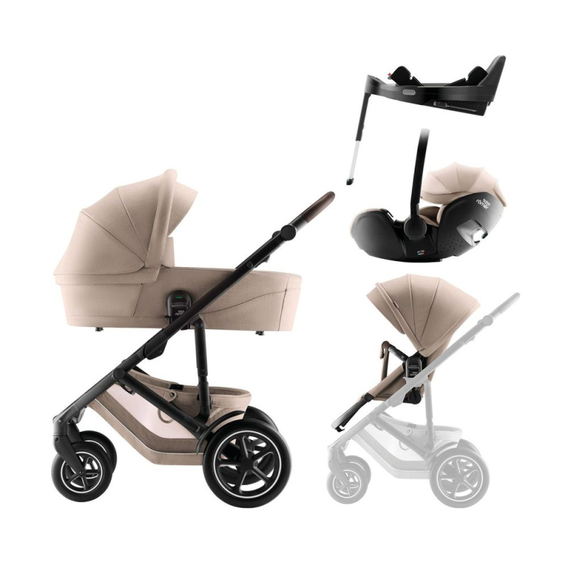 BRITAX-RÖMER Set kočárek Smile 5Z + hluboká korba + autosedačka Baby-Safe PRO + Vario Base 5Z Style - Teak