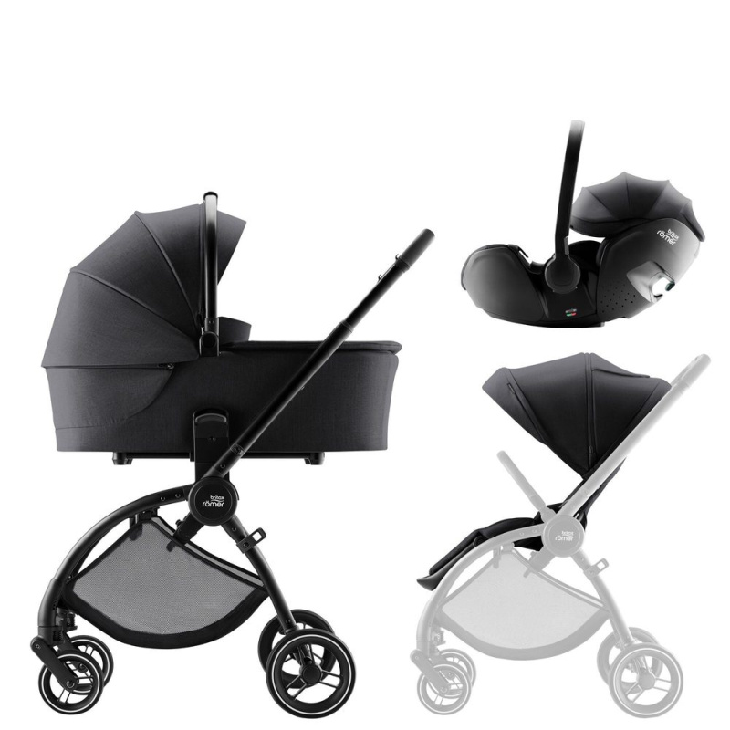 BRITAX-RÖMER Set kočárek Rio + hluboká korba + autosedačka Baby-Safe PRO Style - Carbon Black