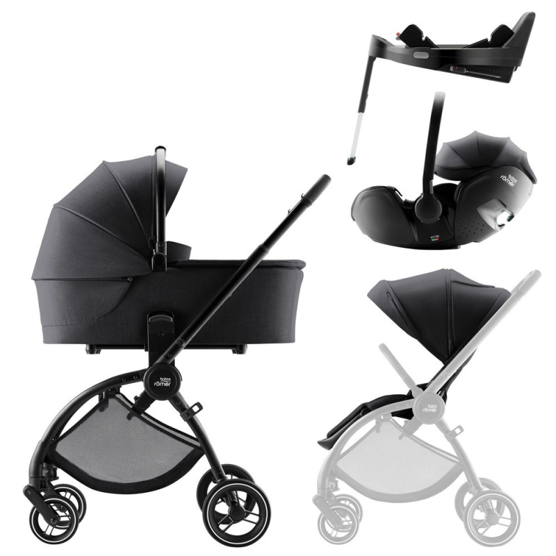 BRITAX-RÖMER Set kočárek Rio + hluboká korba + autosedačka Baby-Safe PRO + Vario Base 5Z Style - Carbon Black