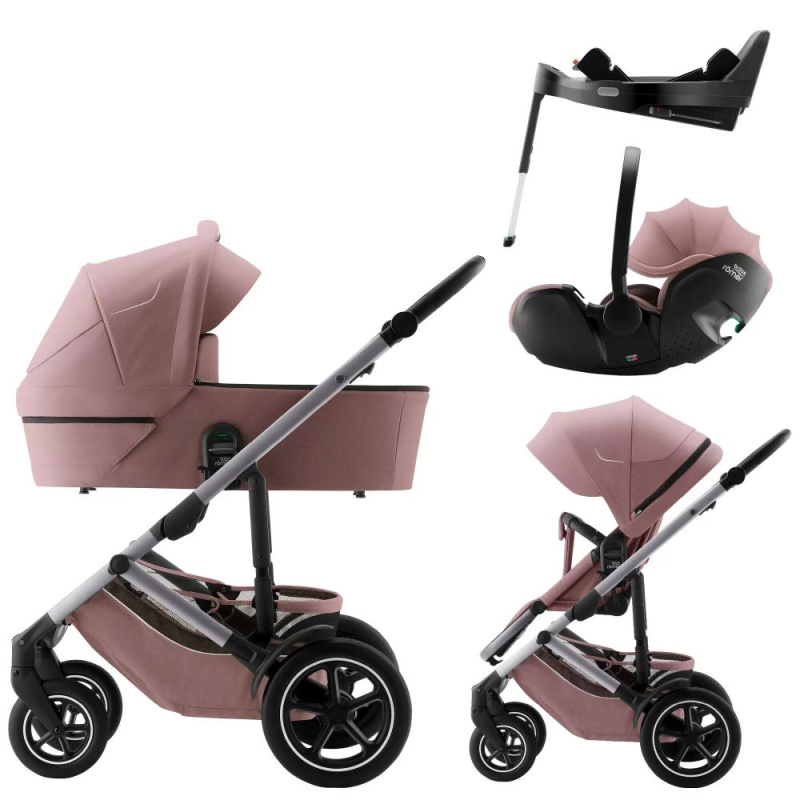 BRITAX RÖMER Set kočárek Smile 5Z + hluboká korba + autosedačka Baby-Safe PRO + Vario Base 5Z - Dusty Rose