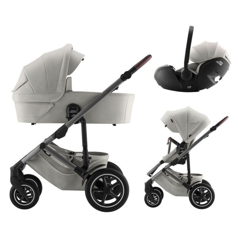 BRITAX Set kočárek Smile 5Z + hluboká korba + autosedačka Baby-Safe PRO Lux - Linen Grey