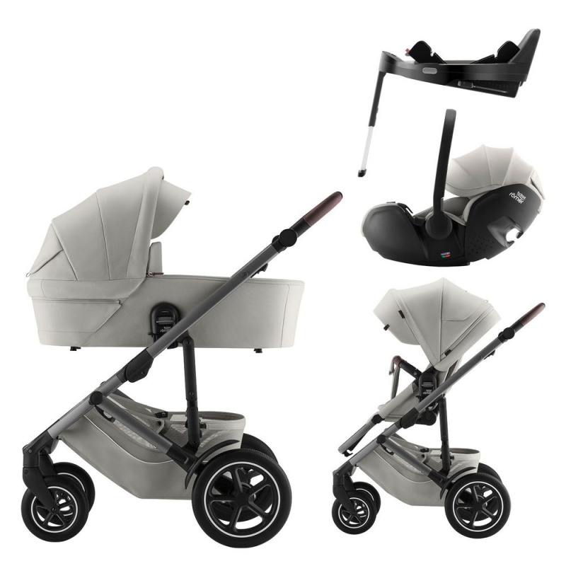 BRITAX Set kočárek Smile 5Z + hluboká korba + autosedačka Baby-Safe PRO + Vario Base 5Z Lux - Linen Grey