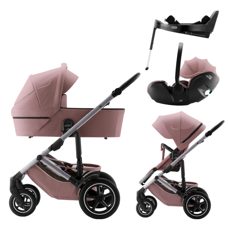 Kočárek Britax Römer Smile 5Z včetně hluboké korby a autosedačky Baby-Safe PRO + Vario Base 5Z, Dusty Rose