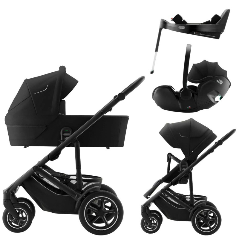 BRITAX RÖMER Set kočárek Smile 5Z + hluboká korba + autosedačka Baby-Safe PRO + Vario Base 5Z - Space Black