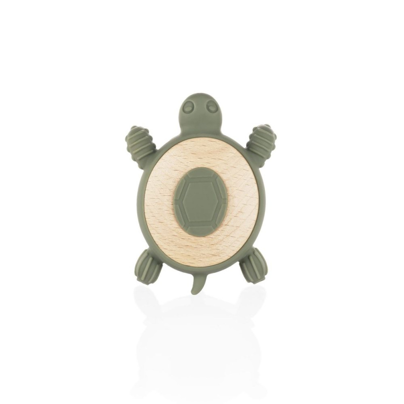 Zopa Silicone Wooden Teether Turtle kousátko 0 m+ Forest Green 1 ks