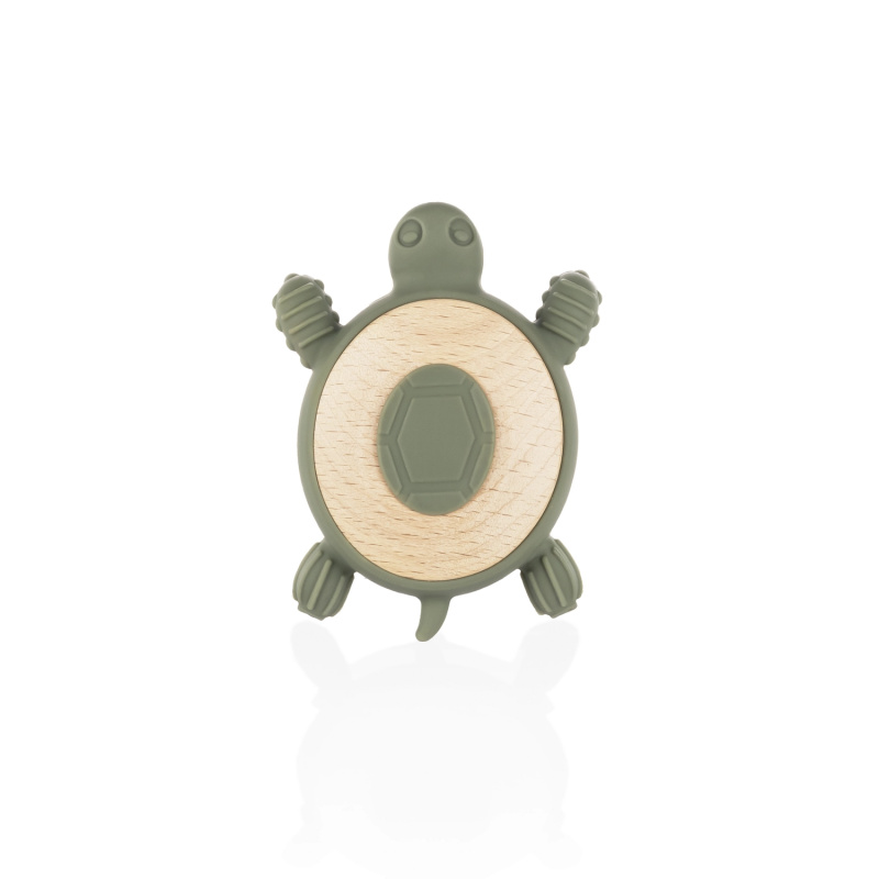 Zopa Silicone Wooden Teether Turtle kousátko 0 m+ Forest Green 1 ks