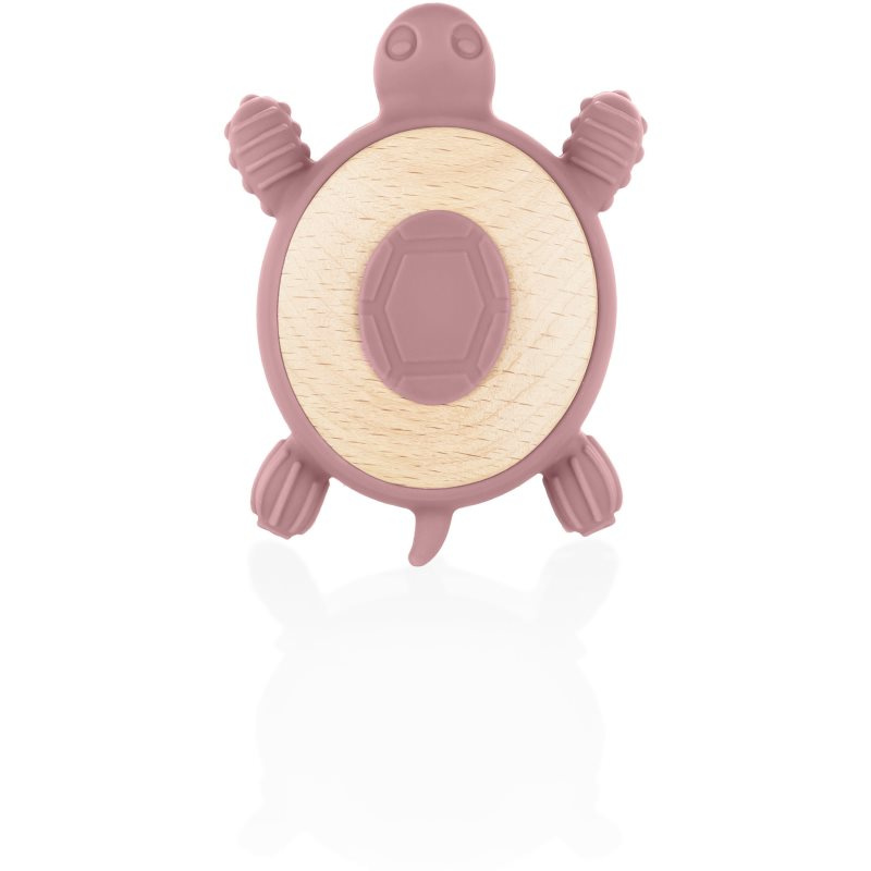 Zopa Silicone Wooden Teether Turtle kousátko 0 m+ Old Pink 1 ks