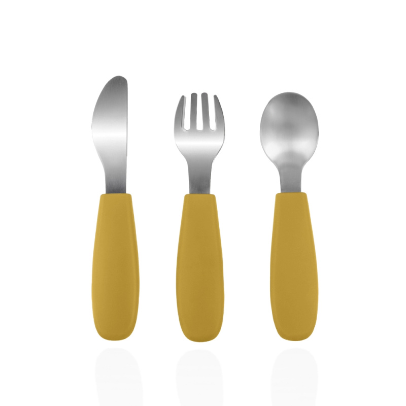 Zopa Silicone Children's Cutlery příbor pro děti 6 m+ Mustard Yellow 3 ks