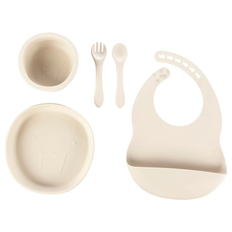 Zopa Silikonová dětská jídelní sada - béžová