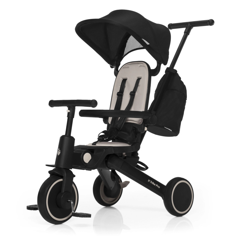 Dětská tříkolka X Trike Pro Ivory Beige se stříškou a vodicí tyčí