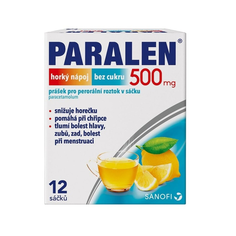 PARALEN HORKÝ NÁPOJ BEZ CUKRU 500MG Prášek pro perorální roztok v sáčku 12