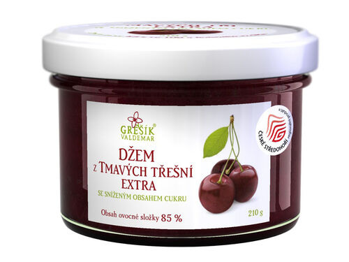 Valdemar Grešík - Natura s.r.o. Džem z Tmavých třešní extra Se sníženým obsahem cukru 210 g GREŠÍK
