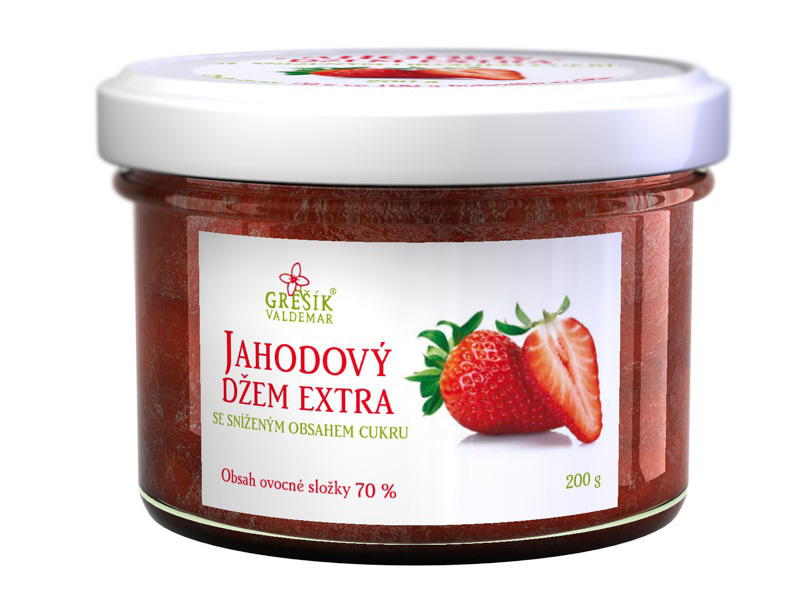 Valdemar Grešík - Natura s.r.o. Grešík Jahodový džem extra Se sníženým obsahem cukru 200 g