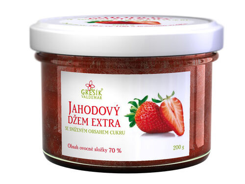 Valdemar Grešík - Natura s.r.o. Grešík Jahodový džem extra Se sníženým obsahem cukru 200 g