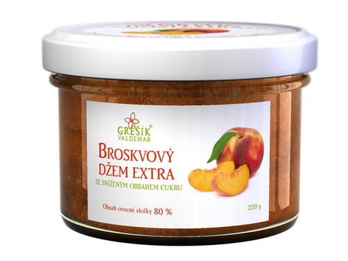 Valdemar Grešík - Natura s.r.o. Džem Broskvový extra Se sníženým obsahem cukru 220 g GREŠÍK