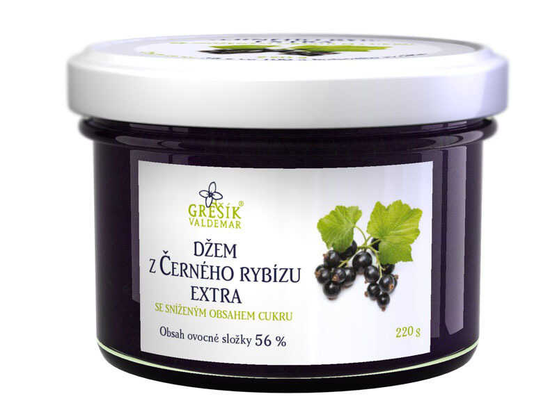 Valdemar Grešík - Natura s.r.o. Grešík Džem z Černého rybízu extra Se sníženým obsahem cukru 220 g
