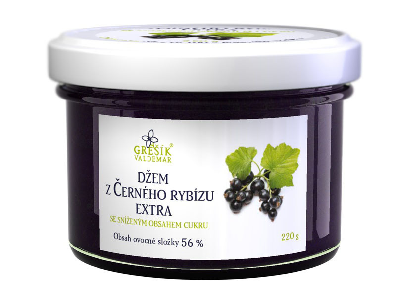 Valdemar Grešík - Natura s.r.o. Grešík Džem z Černého rybízu extra Se sníženým obsahem cukru 220 g