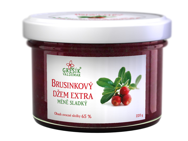 Valdemar Grešík - Natura s.r.o. Grešík Džem Brusinkový extra Méně sladký 220 g