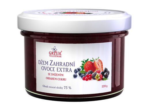 Valdemar Grešík - Natura s.r.o. Džem Zahradní ovoce extra Se sníženým obsahem cukru 220 g GREŠÍK