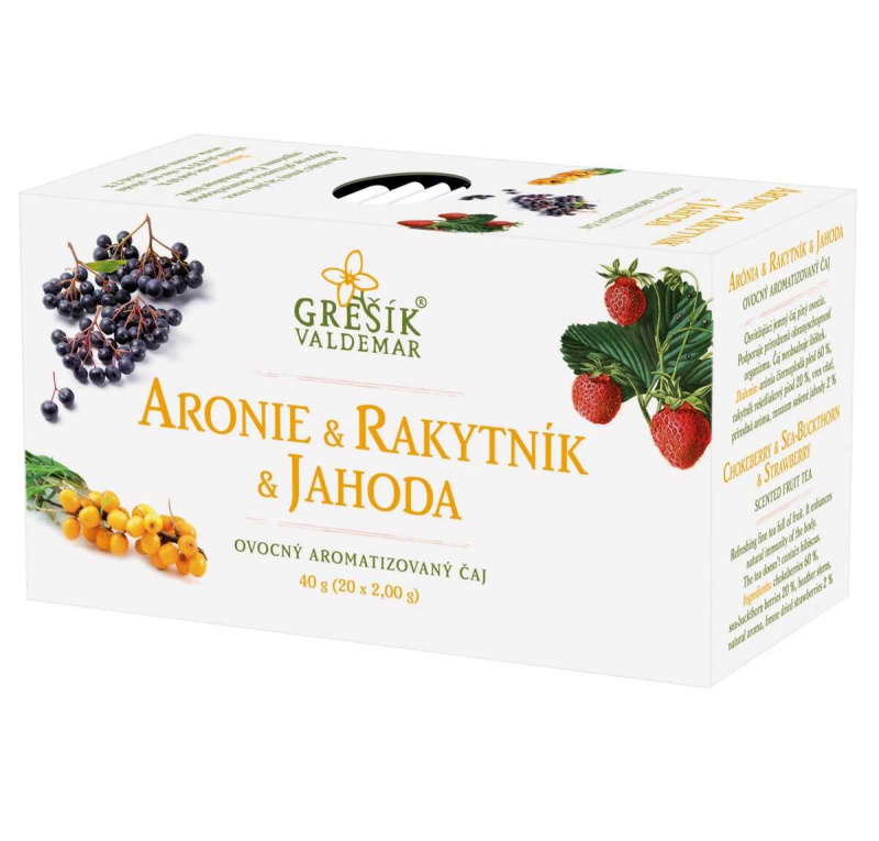 Valdemar Grešík - Natura s.r.o. Aronie & Rakytník & Jahoda 20 n.s. přebal GREŠÍK Ovocný čaj