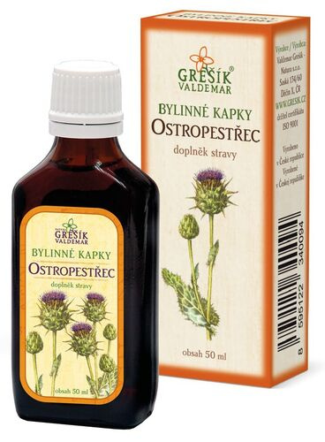 Valdemar Grešík - Natura s.r.o. Ostropestřec kapky 50 ml GREŠÍK-Z-40% líh, Bylinné kapky