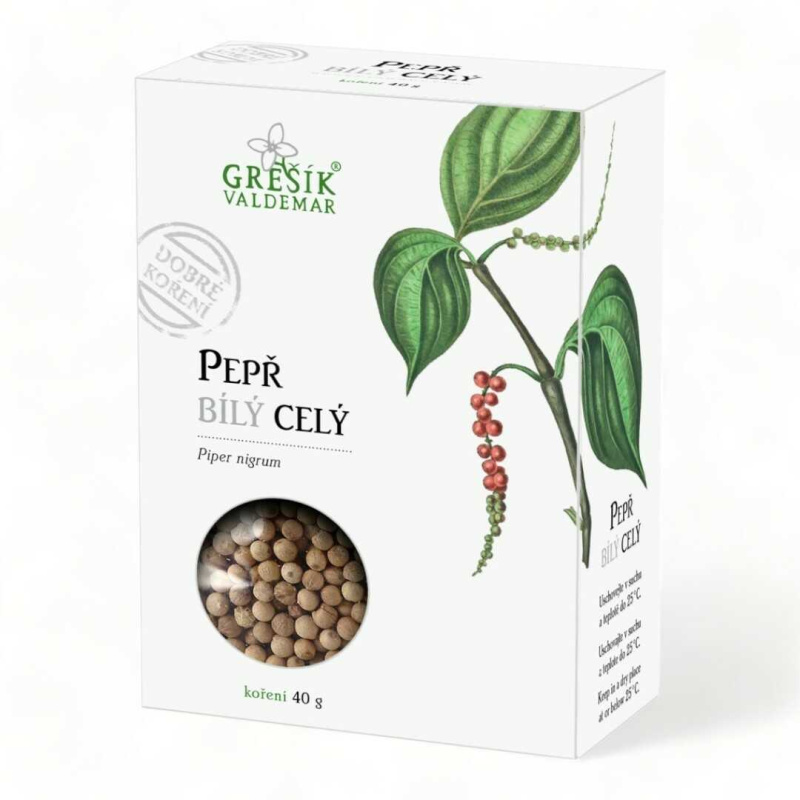 Valdemar Grešík - Natura s.r.o. Pepř bílý celý 40 g GREŠÍK Dobré koření