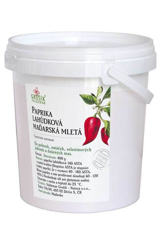 Valdemar Grešík - Natura s.r.o. Paprika lahůdková maďarská mletá 400 g KBELÍČEK GREŠÍK Dobré koření