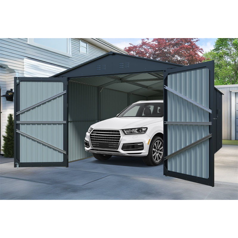 Riwall PRO RMCG 20x10 Anthracite - kovová garáž 3 x 6 m se sedlovou střechou Antracit