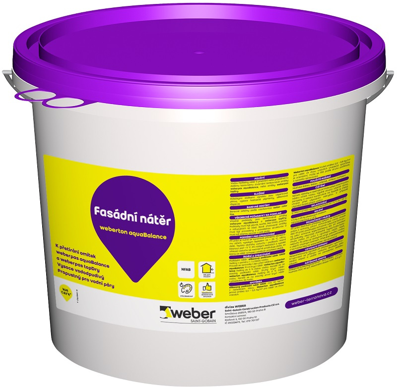 Barva fasádní silikonová weberton aquaBalance BI00 25 kg