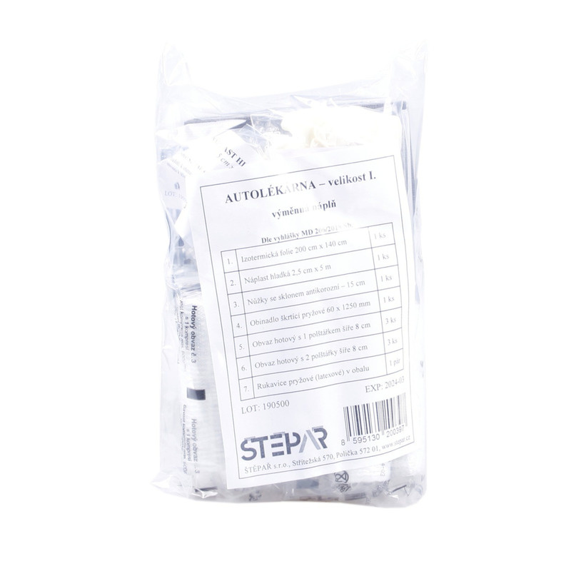 ŠTĚPAŘ Autolékárnička velikost I – výměnná náplň 153/2023 Sb.