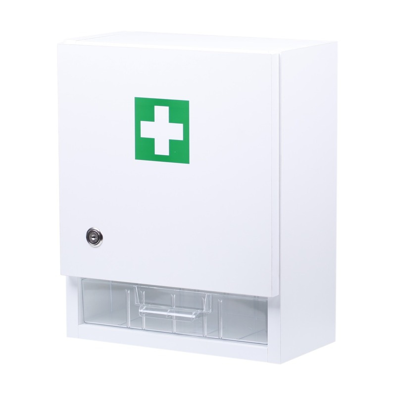 ŠTĚPAŘ Nástěnná lékárnička dřevěná pro 20 osob bílá