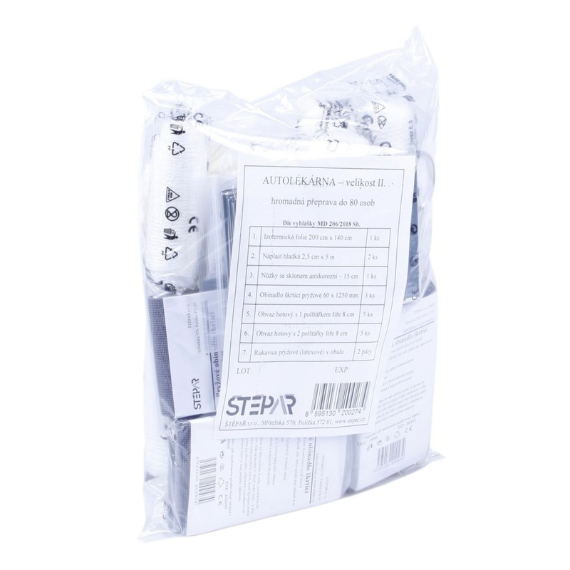 ŠTĚPAŘ Autolékárnička velikost II.– přeprava do 80 osob, náplň, 206/2018 Sb