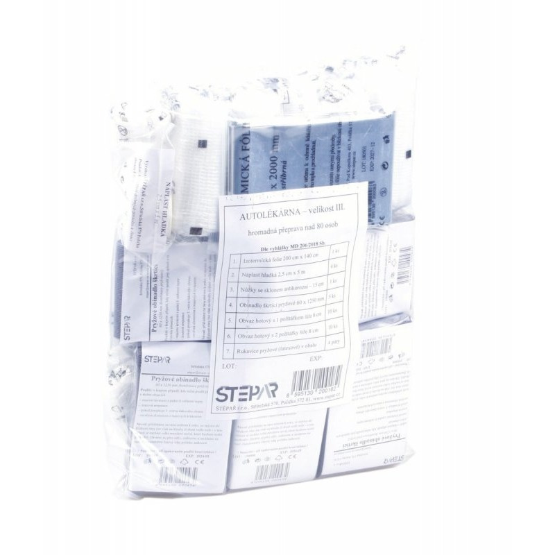 ŠTĚPAŘ Autolékárnička velikost III.– přeprava nad 80 osob, náplň, 153/2023 Sb