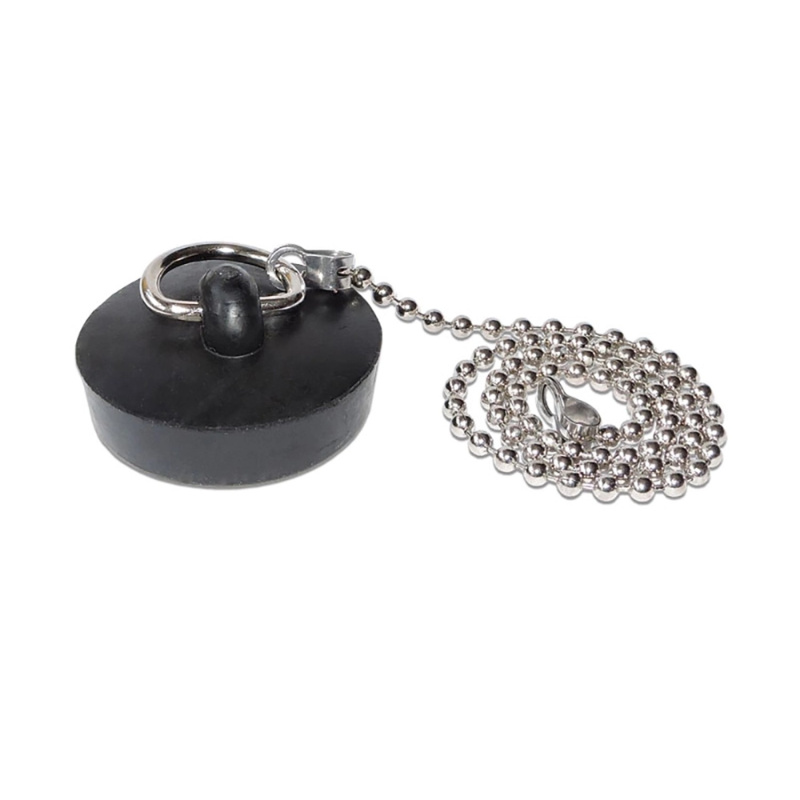 Umyvadlová zátka průměr 39 mm, s řetízkem, černá