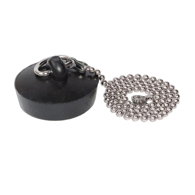 Dřezová zátka průměr 43 mm s řetízkem, černá
