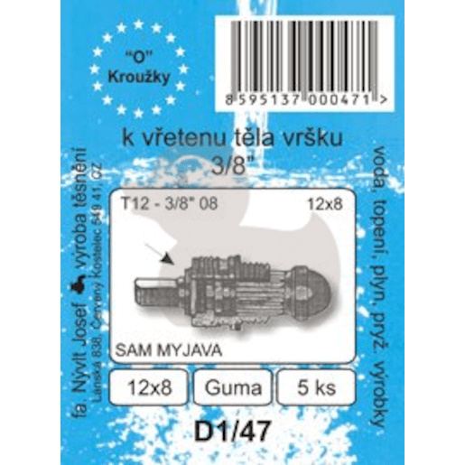 O kroužky k vřetenu těla vršku 3/8