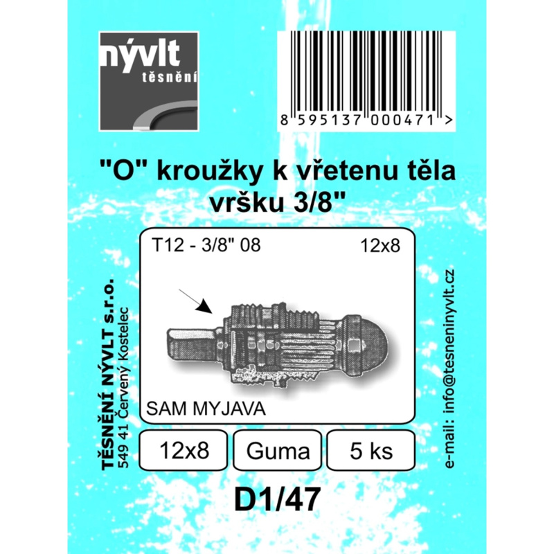 O kroužky k vřetenu těla vršku 3/8