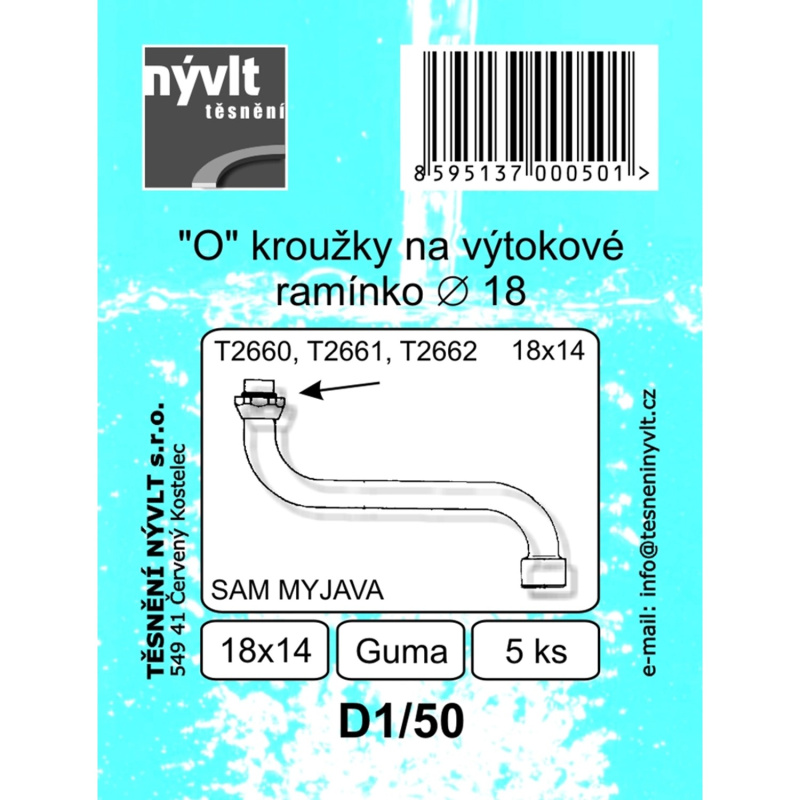 Sada O kroužků na výtokové ramínko 18 mm, 5 ks