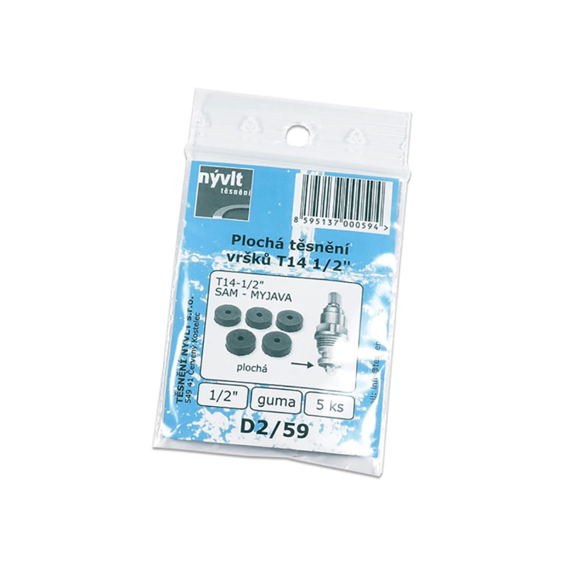 Sada těsnění sedla vršku 1/2 ploché černá guma, 5 ks